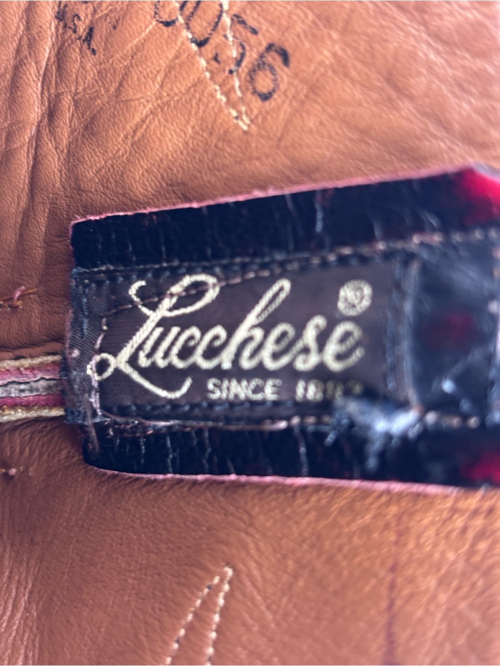 Vintage Lucchese Leather Cowboy Western Roper Boots P0134 Black Cherry Sz 8E - Picture 12 of 15